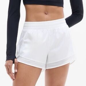 Athleta Mesh Racer Run Shorts - 4” - White